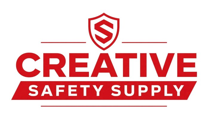 Creative Safety Supply logo: red shield with geometric S
